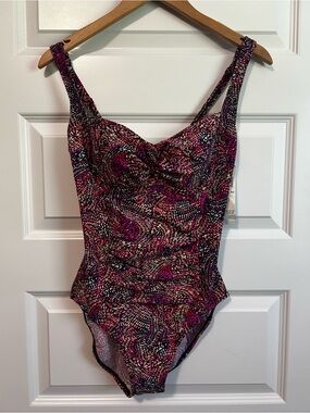 NWT Christina D-Cup Colourful Vibrant  Patterned One-Piece Swimsuit Size 8
